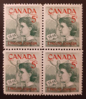 Canada 1961 MNH Sc #392**  4 X 5c Block, Pauline Johnson - Ongebruikt