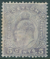 Ceylon 1908 SG290 5c Dull Purple KEVII Mult Crown CA Wmk #2 Light Toning MNG (am - Sri Lanka (Ceilán) (1948-...)