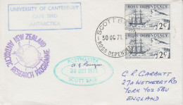 Ross Dependency University Of Canterbury Cape Bird  Signature Postmaster Scott Base  Ca Scott Base 30 OCT 1971 (SO192) - Basi Scientifiche
