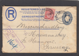 ENTIER POSTAL RECO. AVEC AFFRANCHISSEMENT COMPLEMENTAIRE DE PORT SHEPSTONE  POUR L'ALLEMAGNE CACHET AU VERSO,1923. - Covers & Documents