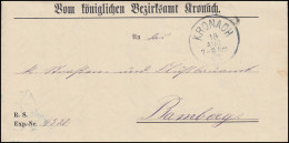 Bayern 1902: Faltbrief Bezirksamt Einkreis-O KRONACH 18.8. Nach BAMBERG 19.8. - Andere & Zonder Classificatie