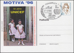 Privatpostkarte Frauen 80 Pf 50 Jahre UNICEF SSt OSNABRÜCK Tag Der UNO 27.9.1996 - Private Covers - Mint