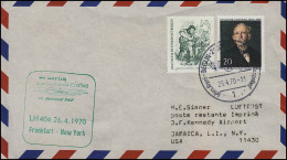 Ab Berlin Zum LH-Erstflug 404: Frankfurt - New York 26.4.1970, Brief SSt BERLIN - Erst- U. Sonderflugbriefe