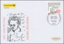 3031 Georg Büchner, Schmuck-FDC Deutschland Exklusiv - Briefe U. Dokumente