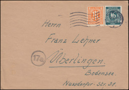 5 AM-Post 8 Pf. Mit 923 Gemeinschaft MiF Brief KARLSRHE 7.4.1946 Nach Überlingen - Lettres & Documents