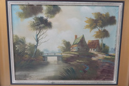 Art : Painting Jan Hendrik Miller Boerderij Farm - 1908-88 - Oil Paint - Peinture  - Schilderij Dimensions: 30-40cm - Olii