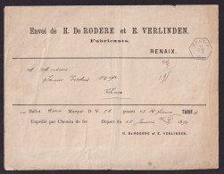 DDFF 817 -- Lettre De Voiture Hexagonal Gare De RENAIX 1890 à THEUX / Entete De Rodere Et Verlinden, Fabricants (Tissus) - Documentos & Fragmentos