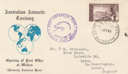 Australian Antarctic - Opening Of Post Office Wilkes Station 1959 - Brieven En Documenten