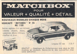 MG 1100. Matchbox N°64. Voiture Miniature. Nouveau Modèle 1966. Un Chauffeur Et Un Chien. - Publicidad