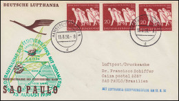 Luftpost Lufthansa Eröffnungsflug HAMBURG/ SAO PAULO 15./17.8.1956 - First Flight Covers