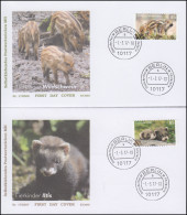 3292-3294 Wildschwein & Iltis, Selbstklebend, Satz Auf 2 Schmuck-FDC VS-O Berlin - Covers & Documents