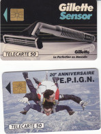 Lot De Cartes 50 Unités "GILETTE" 10/91    "20e Anniv De E.P.I.G.N"  08/91 - Telefoonkaarten Voor Particulieren