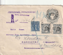 Chili Entier Postal Recommandé Pour Londres Via L'Allemagne 1910 - Chile