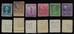 USA United States 1917/1948 6 Stamp With Perfin UI By University Of Illinois From Urbana Lochung Perfore - Perfins