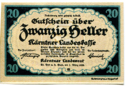 20 HELLER 1920 Stadt CARINTHIA Carinthia Österreich Notgeld Papiergeld Banknote #PL547 - [11] Emisiones Locales