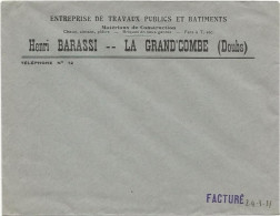 ENVELOPPE HENRI BARASSI A GRAND COMBE CHATELEU TRAVAUX PUBLICS BATIMENTS 1931 - Publicidad