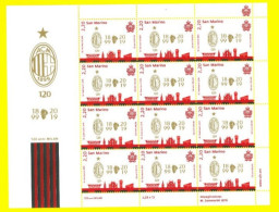 SAN MARINO 2019 MINIFOGLIO CALCIO 120 ANNI Anniversario Dell' AC MILAN - Blokken & Velletjes