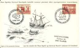 Greenland FDC 3-7-1971 Hans Egede And Gertrud Rask Arrival In Greenland 2 Stamps Nice Card - FDC