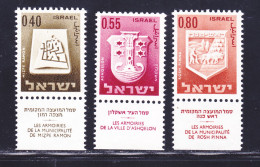 ISRAEL N°  282A, 283A, 284A ** MNH Neufs Sans Charnière, TB (D7382) Armoiries De Villes - 1965-67 - Nuovi (con Tab)
