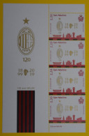 SAN MARINO 2019 BANDELLA CALCIO 120 ANNI Anniversario Dell' AC MILAN + 4 VAL. - Blocs-feuillets