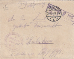 Allemagne Danzig Lettre Feldpost Pour L'Alsace + Censure Mulhouse 1916 - Lettres & Documents