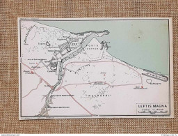 Carta O Cartina 1929 Leptis O Lepcis Magna Al-Murgub Libia Touring Club Italiano - Carte Geographique
