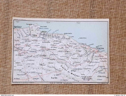 Carta O Cartina Del 1929 Derna Chaulàn Apollonia El-Gubba Cirenaica Libia T.C.I. - Carte Geographique