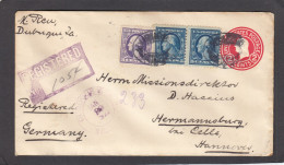 ENTIER POSTAL RECO. AVEC AFFRANCHISSEMENT COMPLEMENTAIRE DE DUBUQUE,OHIO,POUR L'ALLEMAGNE,1923. - 1921-40