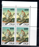 ITALIA REPUBBLICA ITALY REPUBLIC 1991 NATALE CHRISTMAS NOEL WEIHNACHTEN NAVIDAD NATAL QUARTINA ANGOLO DI FOGLIO MNH - 1991-00: Mint/hinged