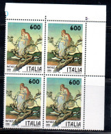 ITALIA REPUBBLICA ITALY REPUBLIC 1991 NATALE CHRISTMAS NOEL WEIHNACHTEN NAVIDAD NATAL QUARTINA ANGOLO DI FOGLIO MNH - 1991-00: Neufs