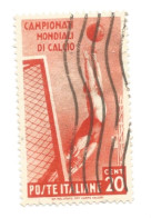 (REGNO D'ITALIA) 1934, CAMPIONATO MONDIALE DI CALCIO, 20c - 1 Francobollo Usato, Annullo Da Periziare - Gebraucht