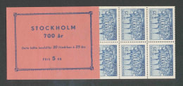 SUEDE 1953 - CARNET  YT C376a - Facit H102 - Neuf ** MNH -  7è Centenaire De La Ville De Stockholm - 1951-80