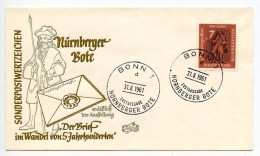 Germany, West 1961 FDC Scott 842 18th Century Messenger Of Nuremberg - 1961-1970