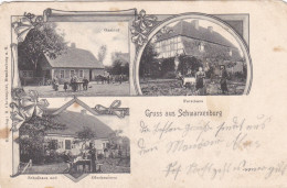 SCHWARZENBURG  -  BE  -  BERN  -  SCHWEIZ  -  BELEBTE MEHRBILSER ANSICHTKARTE  -  1907  -  GRÜSS AUS SCHWARZENBURG. - Schwarzenburg