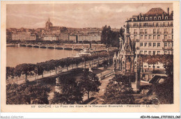 AEHP8-0677- SUISSE - GENEVE - LA PLACE DES ALPES ET LE MONUMENT BRUNSWICK - PANORAMA  - Genève