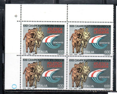 ITALIA REPUBBLICA ITALY REPUBLIC 1992 LO SPORT ITALIANO ATLETICA LEGGERA QUARTINA ANGOLO DI FOGLIO BLOCK MNH - 1991-00: Mint/hinged