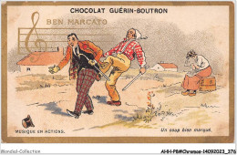 AHHP8-1589 - CHROMOS - CHOCOLAT-GUERIN-BOUTRON - PARIS - Musique En Actions  - Un Coup Bien Marque - 10,5 X 7cm - Guérin-Boutron