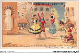 AHHP8-1572 - CHROMOS - CHOCOLAT-GUERIN-BOUTRON - PARIS - Champ De Mars - Le Tour Du Monde - Danses Espagnol - 10,5 X 7cm - Guérin-Boutron