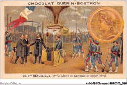 AHHP8-1446 - CHROMOS - CHOCOLAT-GUERIN-BOUTRON - PARIS - 3e Republique - Depart De Gambetta En Ballon - 10,5 X 7cm - Guérin-Boutron