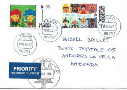 2024: “50 Years Of Games, Fun And Diversity”., Letter From Germany To Andorra, With Illustrated Arrival Postmark - Covers & Documents