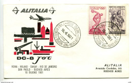 Alitalia Primo Volo Buenos Aires - Roma Del 16.6.61 - Airmail