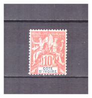 COTE D' IVOIRE     N °   14.   10   C   ROUGE     NEUF  *     .  SUPERBE  . - Unused Stamps