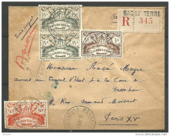 LETTRE RECOMMANDE DE BASSE-TERRE GUADELOUPE   AVEC N° 181 / 190 / 195 TTB - Briefe U. Dokumente