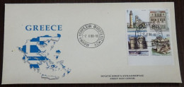 Greece 1988 Capital Of Prefectures Imperforated Block Unofficial FDC VF - FDC