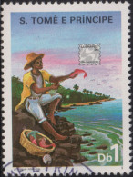 1986 São Tomé Und Príncipe ° Mi:ST 975, Sn:ST 796a, LUBRAPEX '86, Brazil, Fischer, Briefmarkenausstellung - São Tomé Und Príncipe