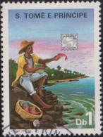 1986 São Tomé Und Príncipe ° Mi:ST 975, Sn:ST 796a, LUBRAPEX '86, Brazil, Fischer, Briefmarkenausstellung - Sao Tomé E Principe