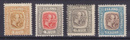 Iceland 1907 Mi. 49-50, 52, 60, 3 Aur, 4 Aur, 6 Aur, 1 Kr. Christian IX. & Frederik VIII., MH* (2 Scans) - Nuevos