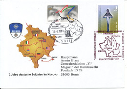 Kosovo FDC Kosovo & Germany Cover 2 Jahre Deutsche Soldaten Im Kosovo 14-6-2001 With Cachet - Kosovo