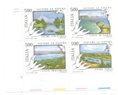 (REPUBBLICA ITALIANA) 1987, SALVARE LA NATURA - Blocco Di 4 Francobolli Nuovo MNH - 1981-90: Neufs