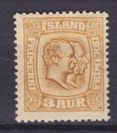 Iceland 1915 Mi. 77, 3 Aur, Christian IX. & Frederik VIII., MH* (2 Scans) - Nuovi